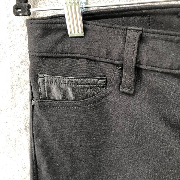Calvin Klein Low Rise Ponte Skinny Pants Womens 8 Black Faux Leather 5 Pocket - Picture 10 of 12
